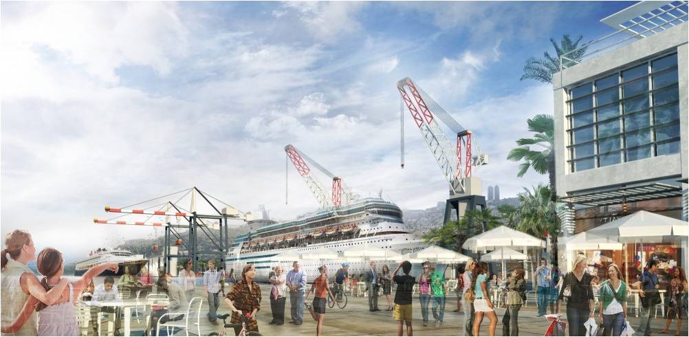 הדמיית חזית הים העירונית - הנמל המערבי - יולי 2013 (באדיבות עיריית חיפה)