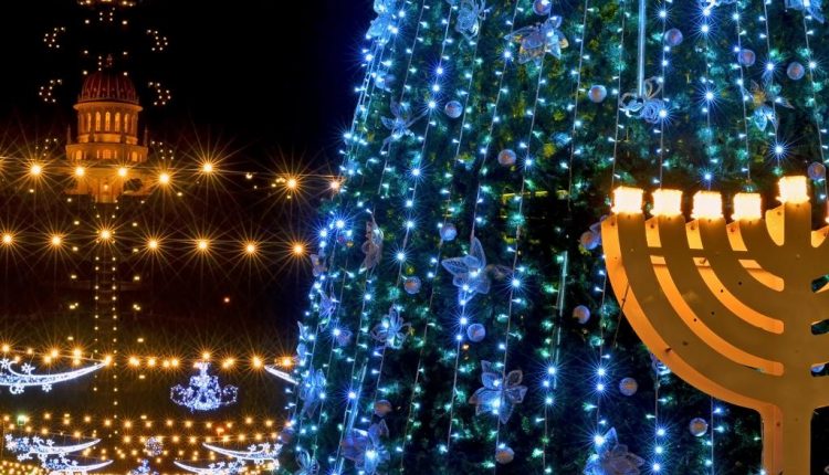חג החגים – חנוכיה ועץ חג המולד – שדרות בן גוריון (צילום: צבי רוגר – עיריית חיפה)