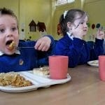 Nursery school dinner time.