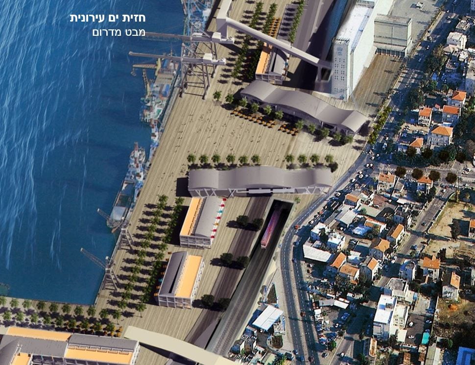 חזית הים העירונית מול שדרות בן גוריון - הדמיה משנת 2016 - תכנית "חיפה ברצלונה"