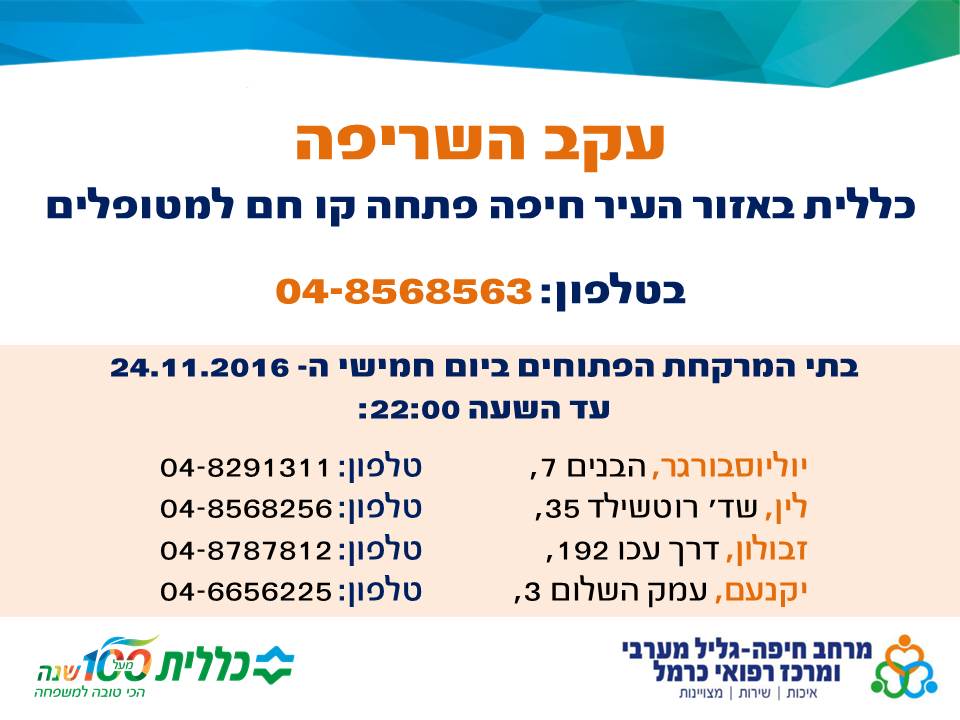 מתכונת פעילות שירותי כללית בחיפה בעקבות השרפה