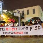 הפגנה מפרץ חיפה זיהום – רוצחים ברישיון. צילום – חי פה