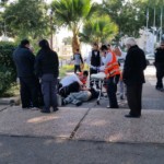 נכה נפל ונפצע במהלך מחאת הנכים מול עיריית חיפה (צילום: איחוד הצלה כרמל)