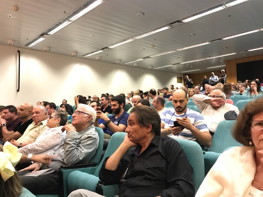 קהל באולם - פאנל מועמדים באוניברסיטת חיפה 23/10/2018 (צילום: מיכל ירון)