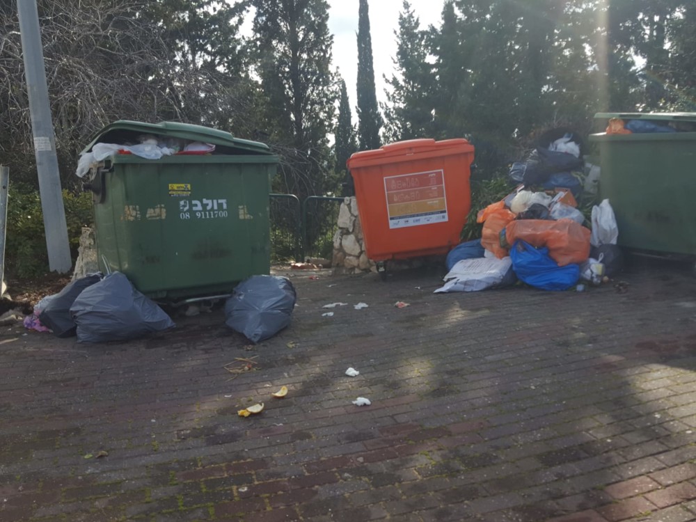 השביתה בחיפה - הרי הזבל ברחוב כספרי (צילום: יעל בן חיים)