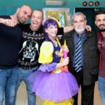 איש האבטחה ראובן פריזי – חג הפורים – הפנינג לילדים במח' אונקולוגיה ילדים בבית החולים רמב"ם בחיפה (צילום: "ארטיקגרפיקס" דניאל ושירה)
