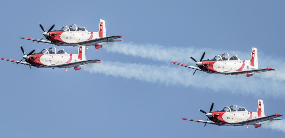 מטוסים יום העצמאות, חזרה גנרלית של הצוות האווירובטי של חיל האוויר מעל חוף דדו (צילום: אנתוני הרשקו )