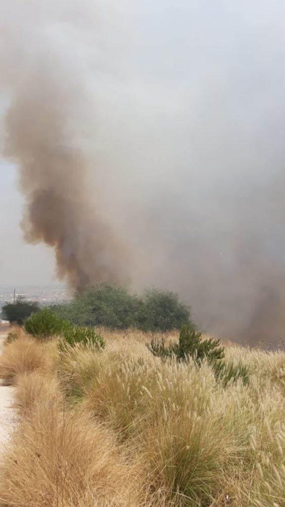 שריפה בכניסה לחיפה. בצ'ק פוסט באיזור נשר (צילום: איחוד הצלה)