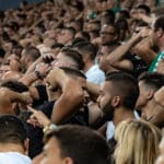 אוהדי מכבי חיפה מאוכזבים אחרי החמצה מול שער הפועל (צילום: ירון כרמי)
