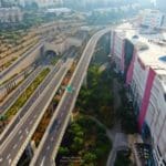 מחלפי מנהרות הכרמל מעל נחל הגיבורים בחיפה (צילום: מרום בן אריה – צילומי אוויר 054-869-4777)