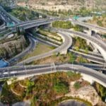 מחלפי מנהרות הכרמל מעל נחל הגיבורים בחיפה (צילום: מרום בן אריה – צילומי אוויר 054-869-4777)