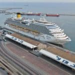 אניית התענוגות האיטלקית Costa Diadema עוגנת בנמל חיפה (צילום: מרום בן-אריה)