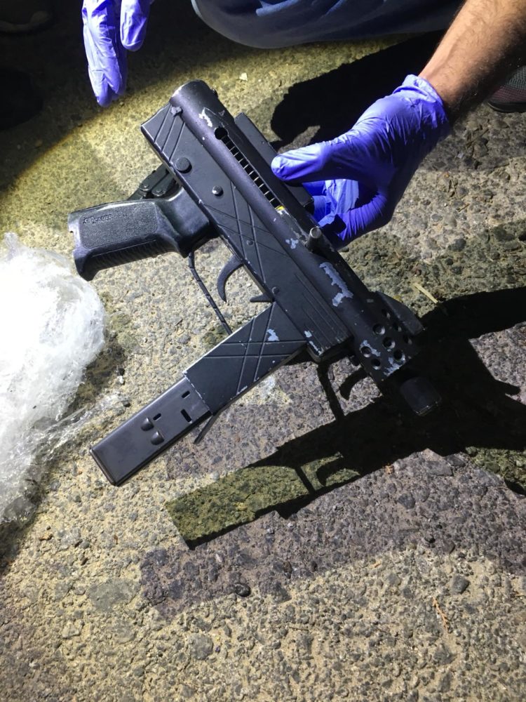 נשק מסוג קרלו שנתפס בחצר בית (צילום: משטרת ישראל)