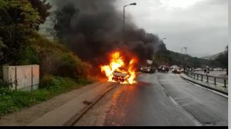 רכב נשרף (צילום: כבאות והצלה)