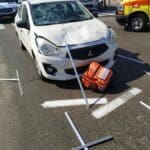 רוכב אופניים חשמליים נפגע מרכב בדרך יגאל ידין בחיפה (צילום: איחוד הצלה)
