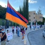 מחאת הארמנים בחיפה: אל תמכרו נשק לאזרביג'אן (צילום: סרג׳ בידויאן)