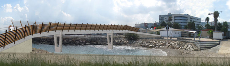 הדמיית הגשר מעל מפרצון חיל הים – טיילת חולדה בחיפה (הדמיה באדיבות עיריית חיפה)