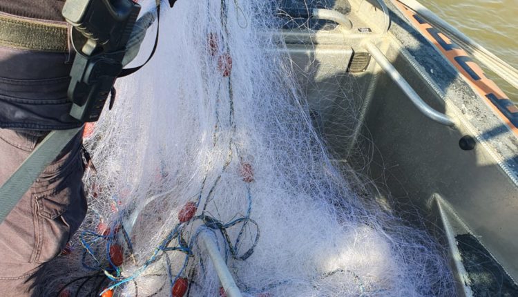 רשת דייג שנאספה על ידי צוות החילוץ בנמל חיפה (צילום: קהילת שייטי הכרמל)