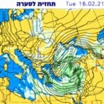 תחזית לסערת חורף חזקה שתחל ביום שלישי 16/2/21