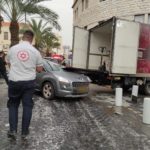אשה נהרגה בתאונת דרכים ברחוב נתנזון בחיפה (צילום: מד"א)