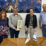 מימין לשמאל: יקי סומך, ראש עיריית חיפה – עינת קליש רותם, שלמה כהן, שרונה שנער ומורדי גפן. (צילום: דוברות עיריית חיפה)