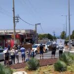 הפגנה נגד פירוק גג האסבסט בליאו בק (צילום: שקד ברויר)