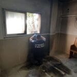 בית כנסת "פאר ישראל" בתל עמל לאחר נסיון ההצתה (צילום: עוזיאל גריצנוב)