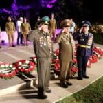 דוד מלצר, יו"ר ארגון ברית ותיקי מלחמת העולם השניה ביום העצמאות, הראשון מימין (צילום: סבטלנה מלצר)