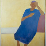 אורי רייזמן, אישה יושבת 1968, שמן על בד (צילום: מוזיאון חיפה לאומנות)