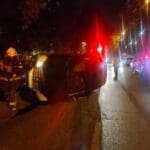 הרכב התהפך • הנהגת נעלמה – תאונת דרכים ברחוב צה"ל בחיפה (צילום: כבאות והצלה)