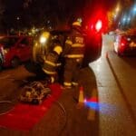 הרכב התהפך • הנהגת נעלמה – תאונת דרכים ברחוב צה"ל בחיפה (צילום: כבאות והצלה)