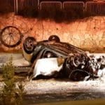 תאונה קטלנית בין גשר פז לצ'ק פוסט בחיפה • 2 הרוגים • הרכב התרסק ועלה באש 11/01/2019 (צילום: לוחמי האש)