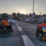 חסימת מסילת הרכבת על ידי ארגון הנכים (צילום: לביא נאור דובר מאבק הנכים)