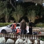 רוכב אופנוע החליק ונפצע במרכז הכרמל מול האודיטוריום (צילום: יעל הורביץ)