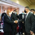 גדעון סער הגיע לחיפה כדי לברך את ראשי הקהילה הנוצרית (צילום: דוברות שר המשפטים)
