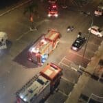 מנוף גבהים – שריפה במבנה בטירת כרמל (צילום: כבאות והצלה)