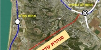 מנהור הרכבת תחת הכרמל - חלופת "מנהרת השדרה" (מתוך המצגת שהוצגה בוועדה לתשתיות לאומיות)