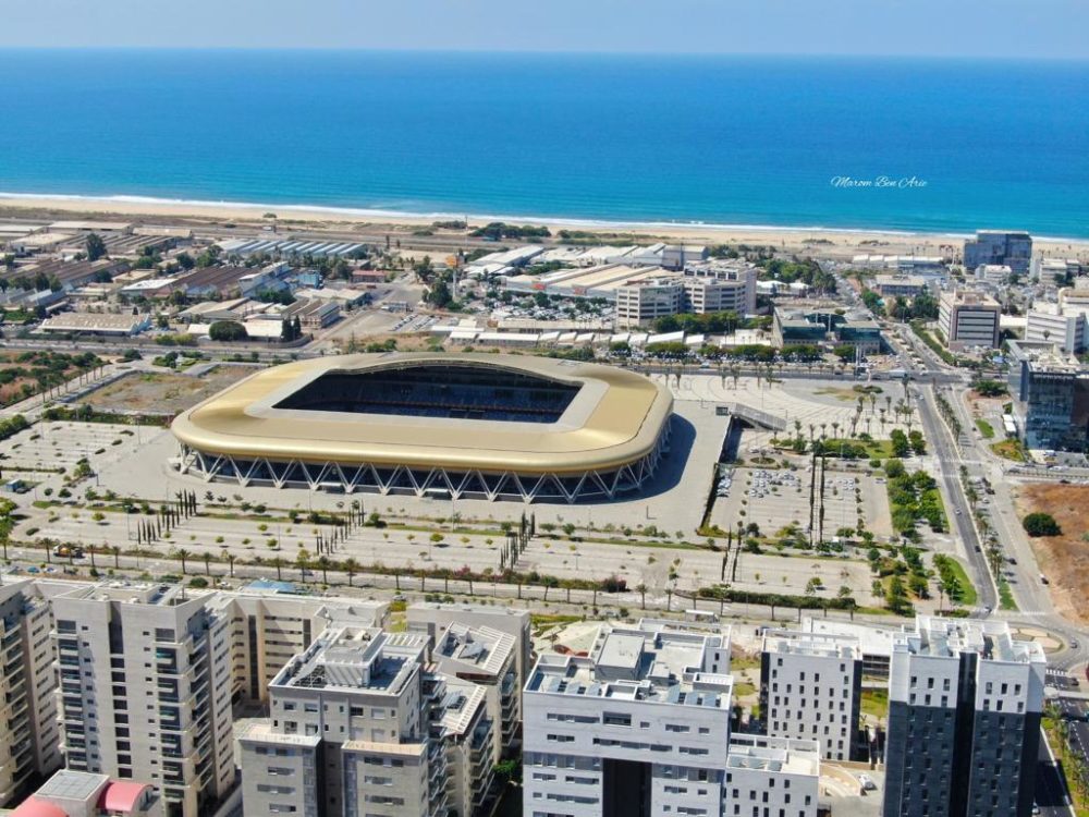 חיפה • אצטדיון הכדורגל על שם סמי עופר (צילום רחפן: מרום בן אריה)