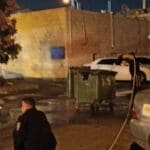 פח אשפה בער בקריית חיים (צילום: עליזה ברקן)