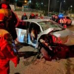 תאונת דרכים קשה בעיספיא • 4 פצועים ורכב מעוך (צילום: כבאות והצלה)