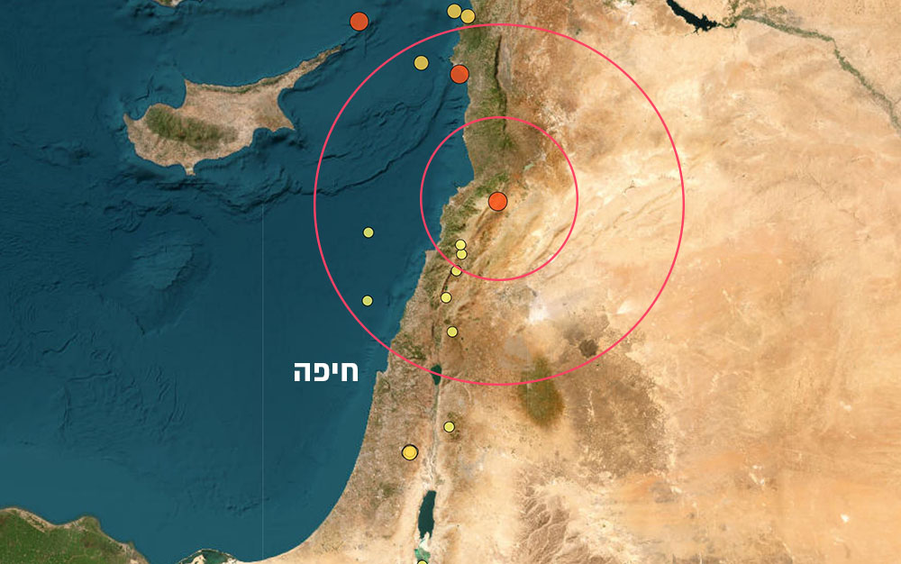 רעידת אדמה נוספת • הפעם בצפון לבנון • יום ד' 08/02/23 20:59 (מפה באדיבות המכון הגיאולוגי לישראל)