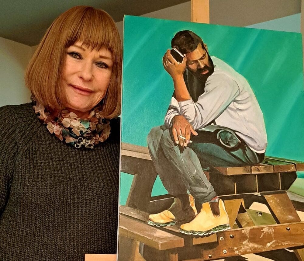 "האיש הממתין"- שמן על בד, ציור: ענת לוי (צילום: יוסי פפו לוי)