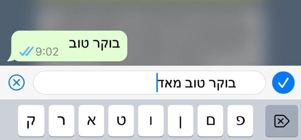עריכת הודעה שנמסרה בוואטסאפ (צילום מסך – ירון כרמי)
