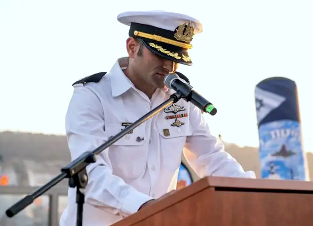 מפקד שייטת 3 הנכנס - אלוף-משנה אלדד בורוכוביץ׳ - טקס חילופי מפקדי שייטת 3 נערך בבסיס זרוע הים בחיפה (צילום: דובר צה