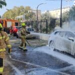 רכב עלה באש (צילום: כבאות והצלה)