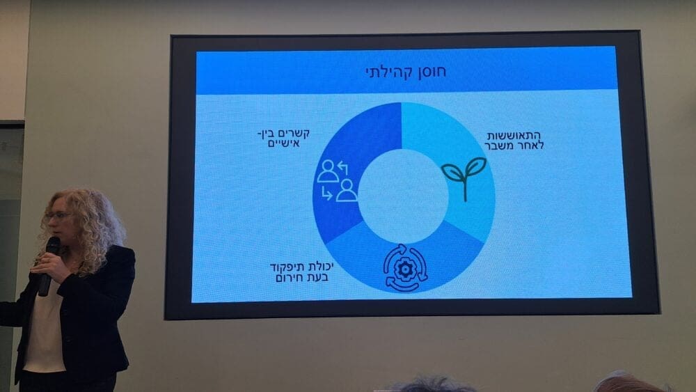 אתנה – המועדון האקדמי של ידידות אוניברסיטת חיפה -פרופ'  אדר בן אליהו – חוסן קהילתי (צילום: רחלי אורבך)