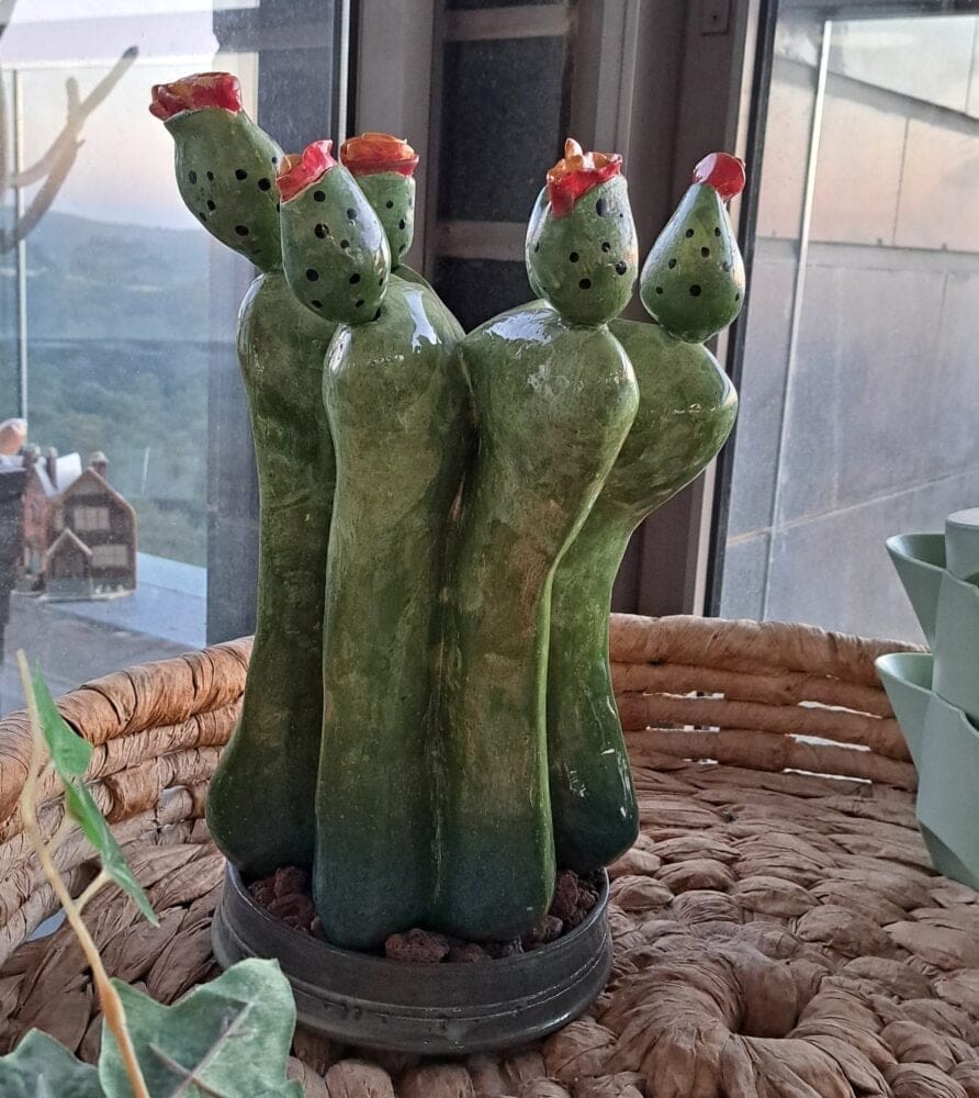 רחל צמיר – שיח הקקטוס עבודת קרמיקה (צילום: רחלי אורבך)