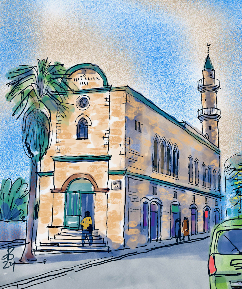 מסגד אל-איסתיקלאל, המסגד הגדול של חיפה (איור ד״ר דוד בר און)