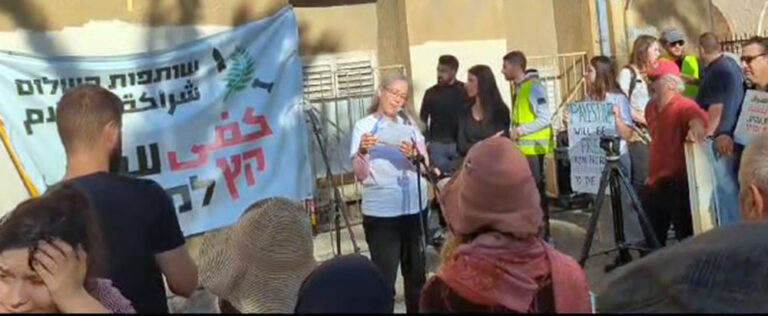 מיכל ברודי ברקת בהפגנה הקוראת לעצור את המלחמה בעזה (צילום: שותפות השלום)