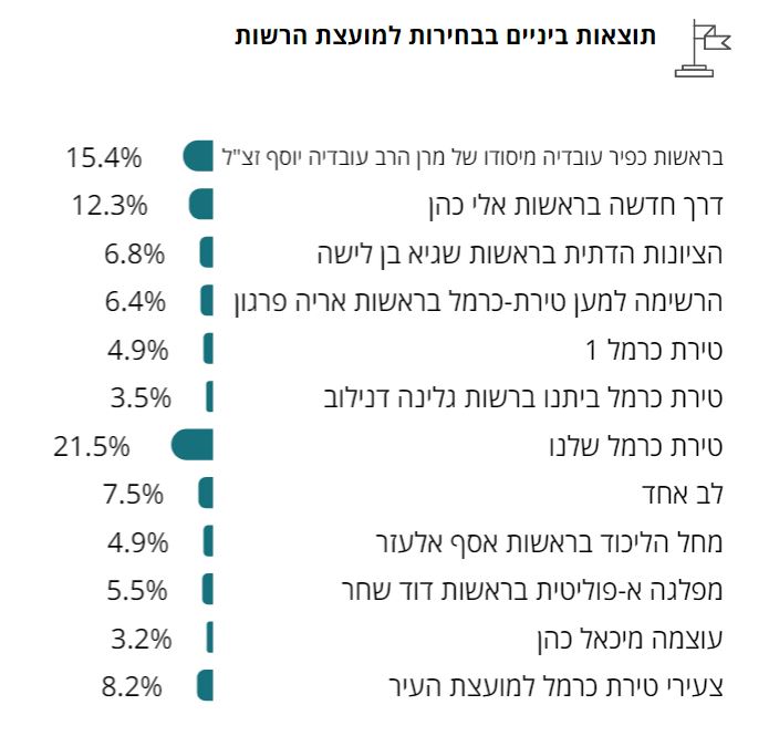 טירת כרמל - תוצאות ההצבעה למועצת העיר (באחוזים)